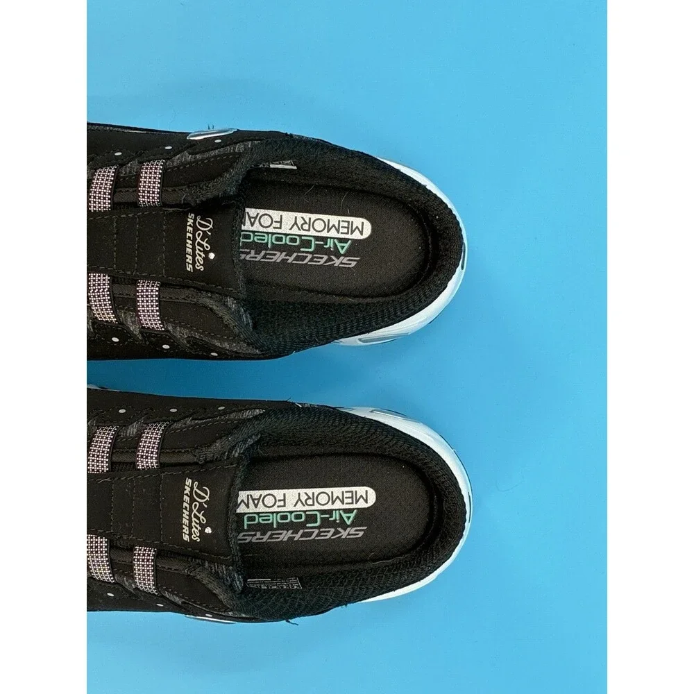 Skechers D’Lites Resilient Women’s 9 Black White Slip On Mule Memory Foam